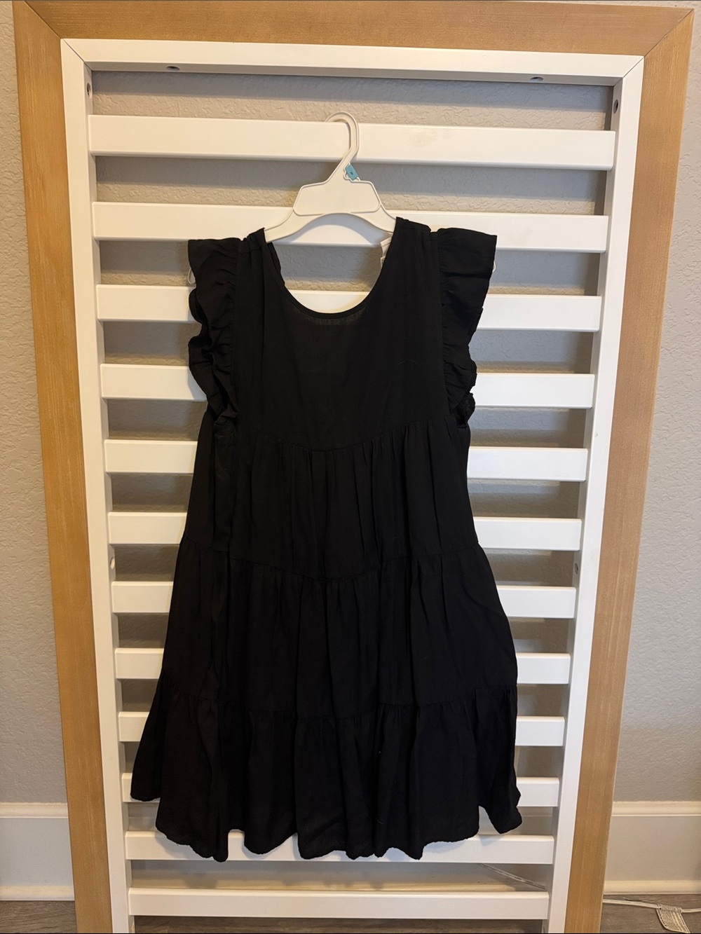 Classic Black Ruffle-Sleeve Babydoll Dress